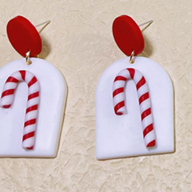 Yes You Cane Holiday Earrings