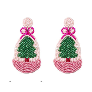 Girl You Sleigh Pink Beaded Earrings