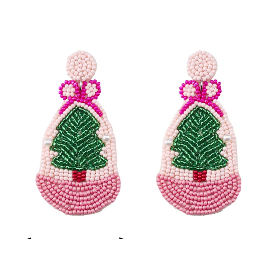 Girl You Sleigh Pink Beaded Earrings