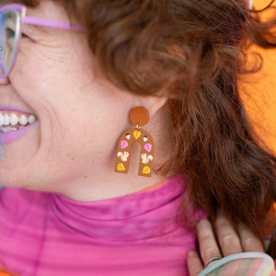 Hey Squirrel Friend Autumn Earrings