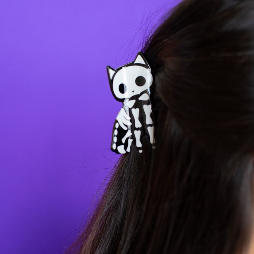 Skelley Cat Halloween Hair Claw