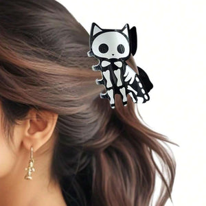 Skelley Cat Halloween Hair Claw