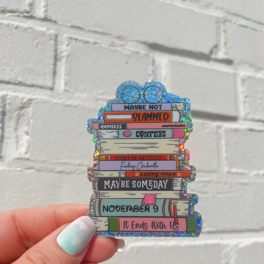 Colleen Hoover Book Stack Sticker – It Ends With Us Glitter Vinyl Book Lover Fan Gift