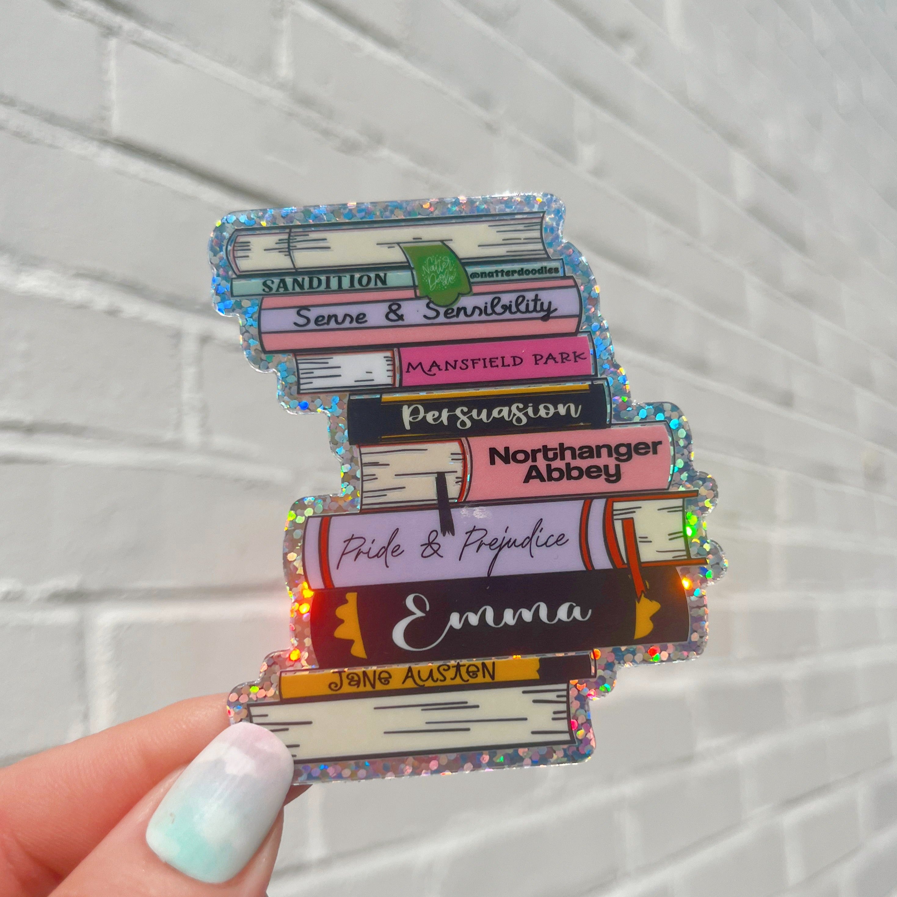 Jane Austen Book Stack Sticker