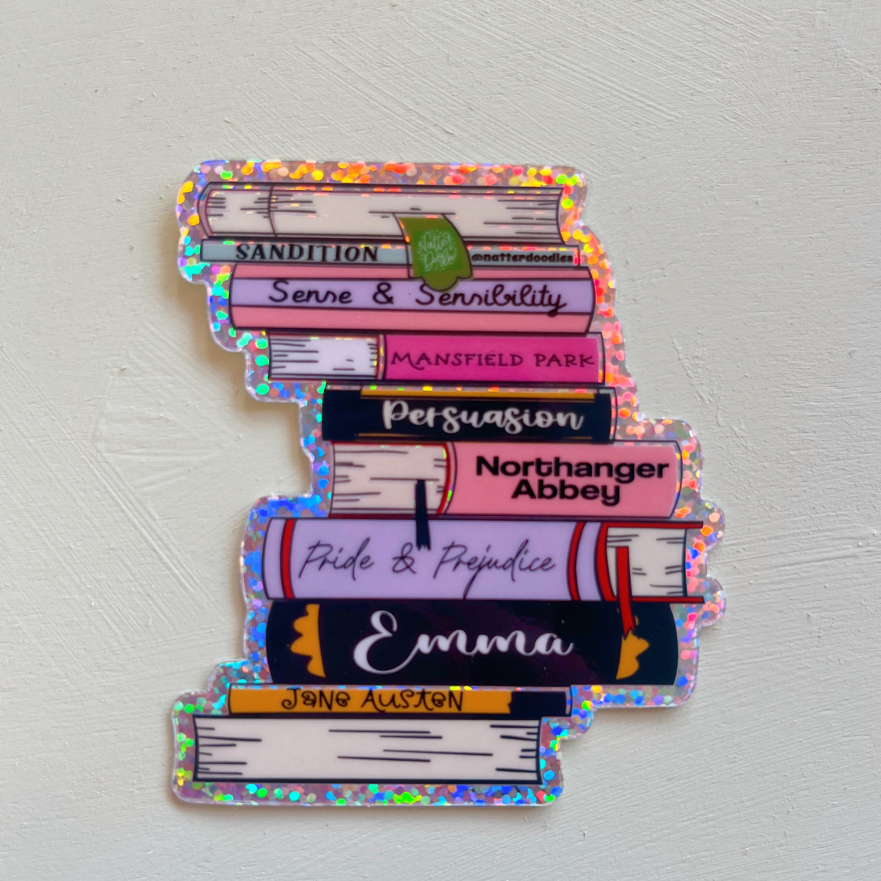 Jane Austen Book Stack Sticker