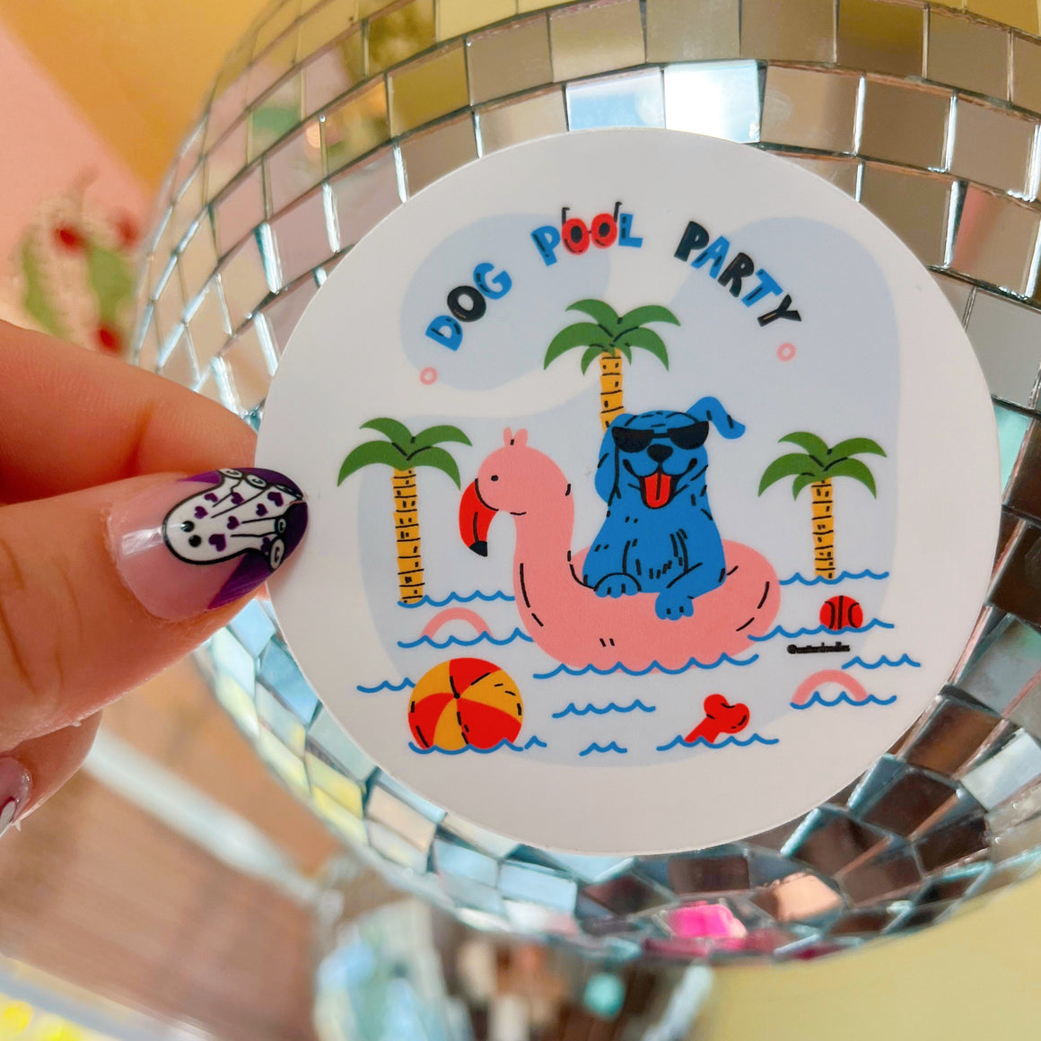Dog Pool Party Waterproof Sticker