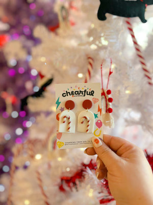 Yes You Cane Holiday Earrings