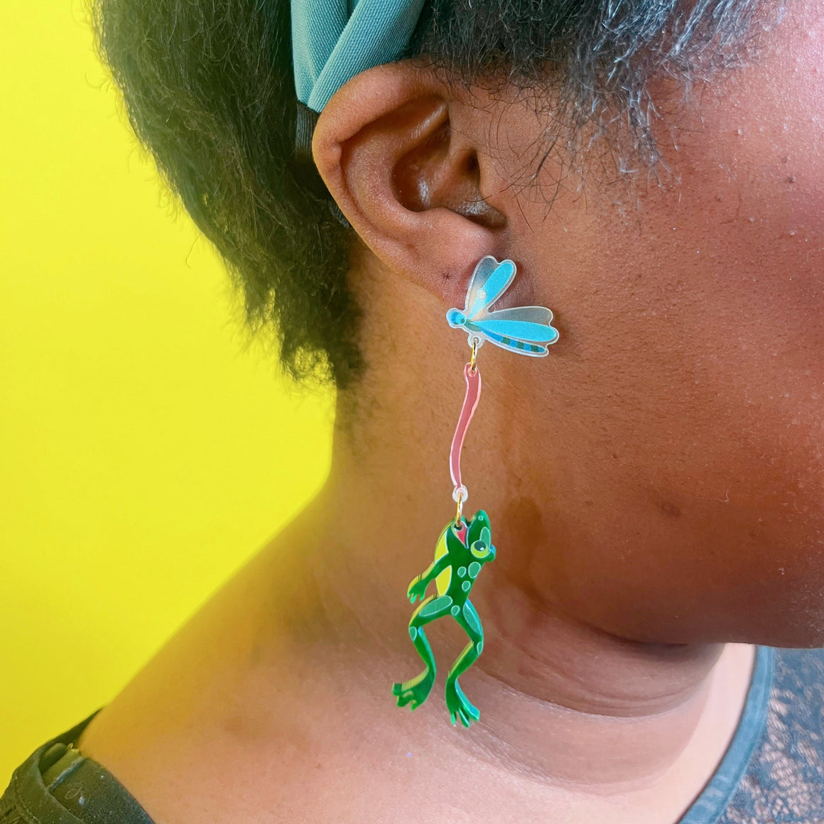 Swallowed a Fly Frog Earrings