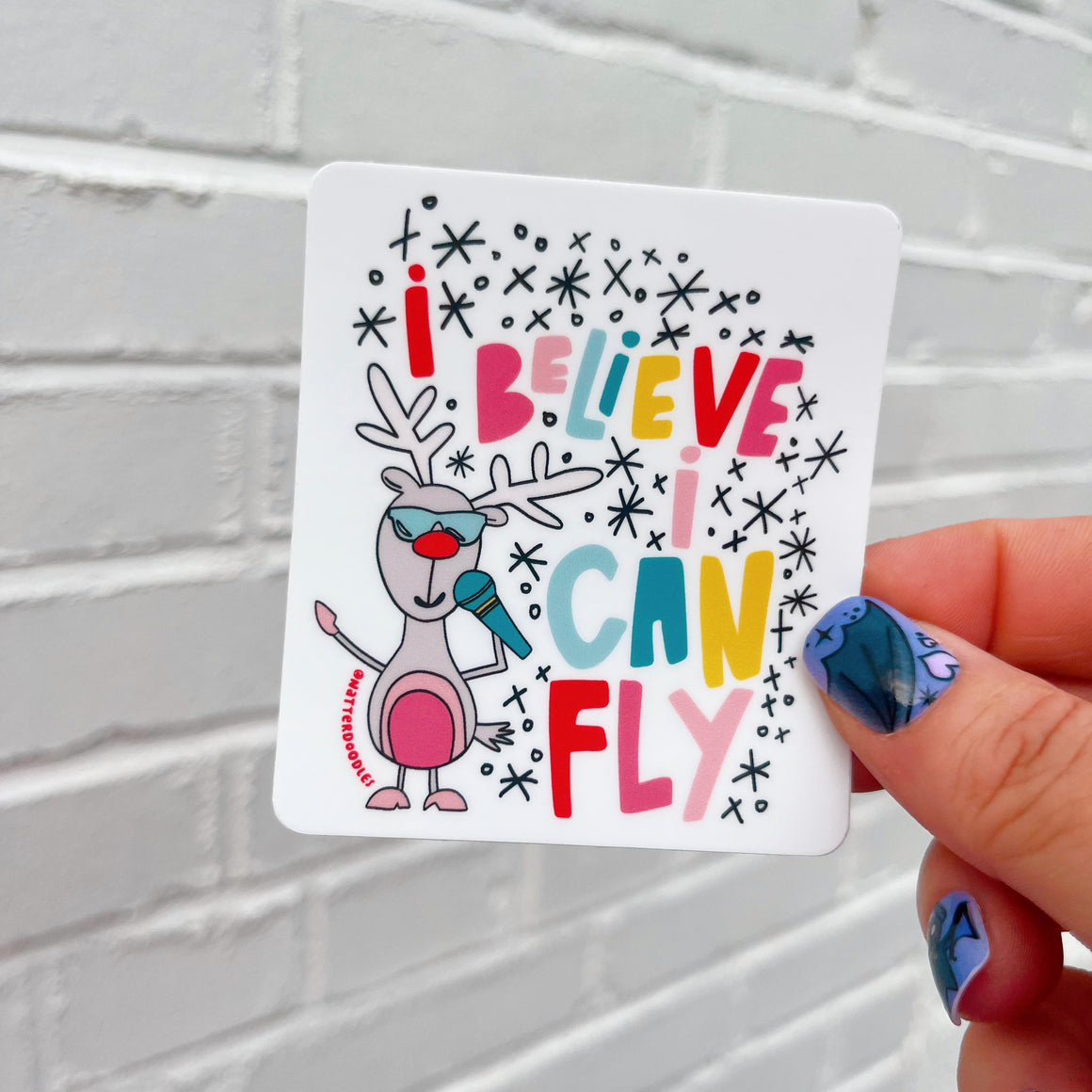 I Believe I Can Fly Rudolph Holiday Sticker