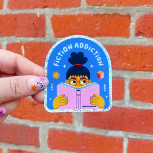 Fiction Addiction Glitter Sticker