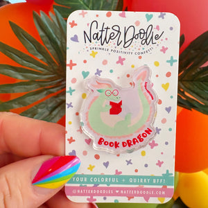 Book Dragon Acrylic Pin
