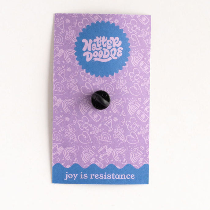 Back of the Planning Is My Personality acrylic pin showing secure rubber clutch backing