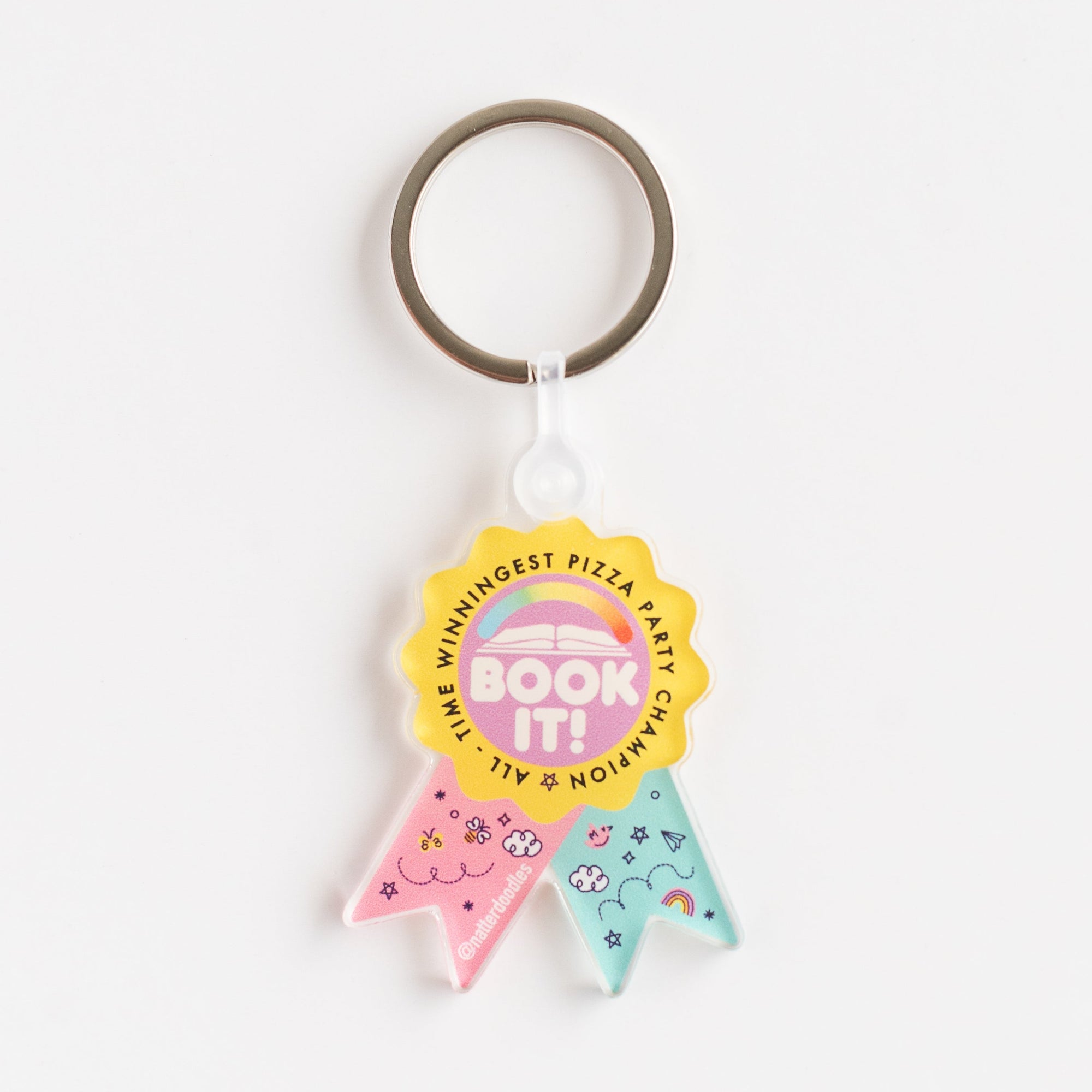 Book It keychain, Pizza Hut Book It, scholastic nostalgia, personal pan pizza, reader gift, book lover keychain, 90s nostalgia, millennial gift, reading reward, bookworm accessory
