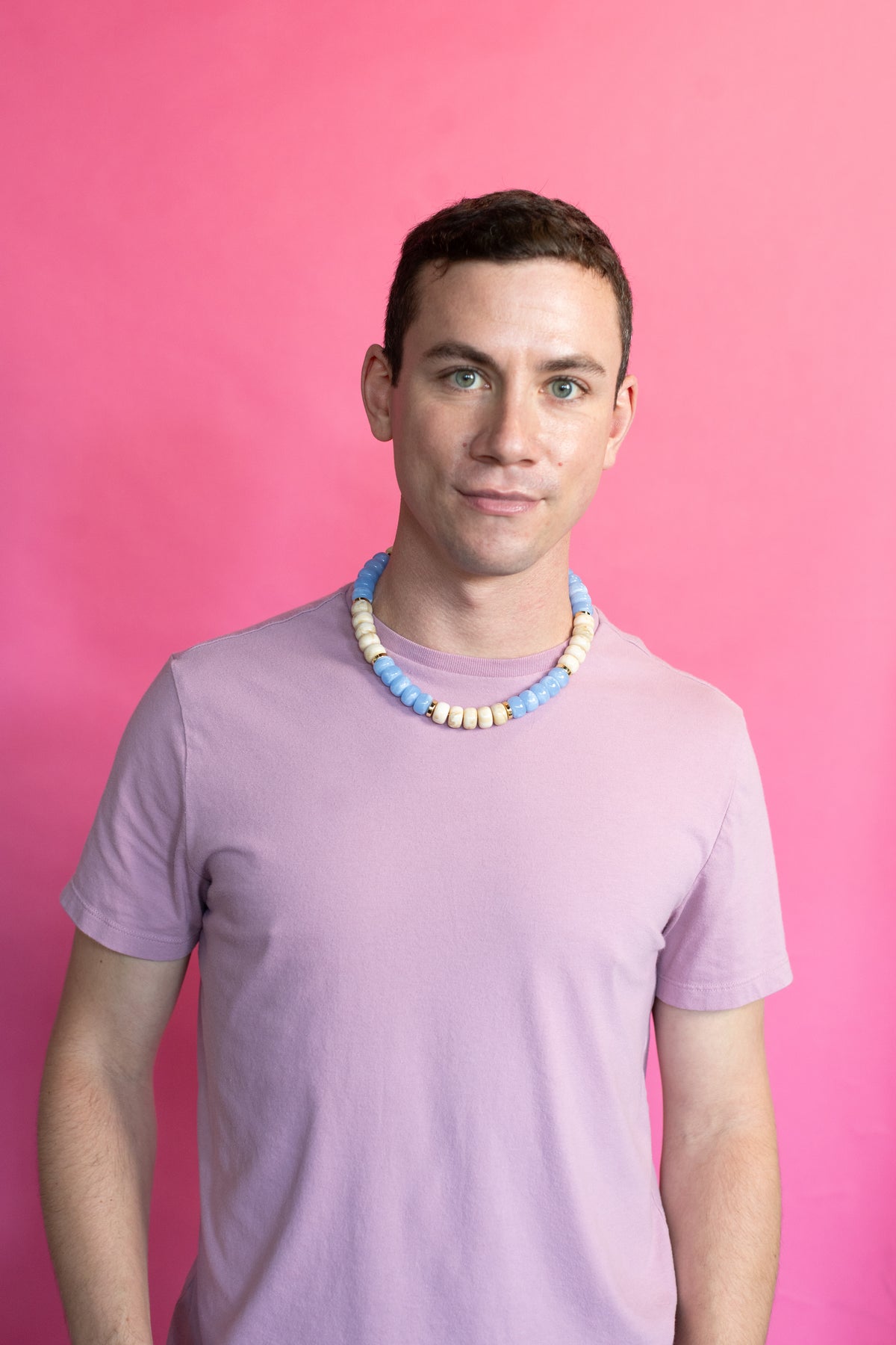 Blue Skies and Buttercream Acrylic Beaded Necklace