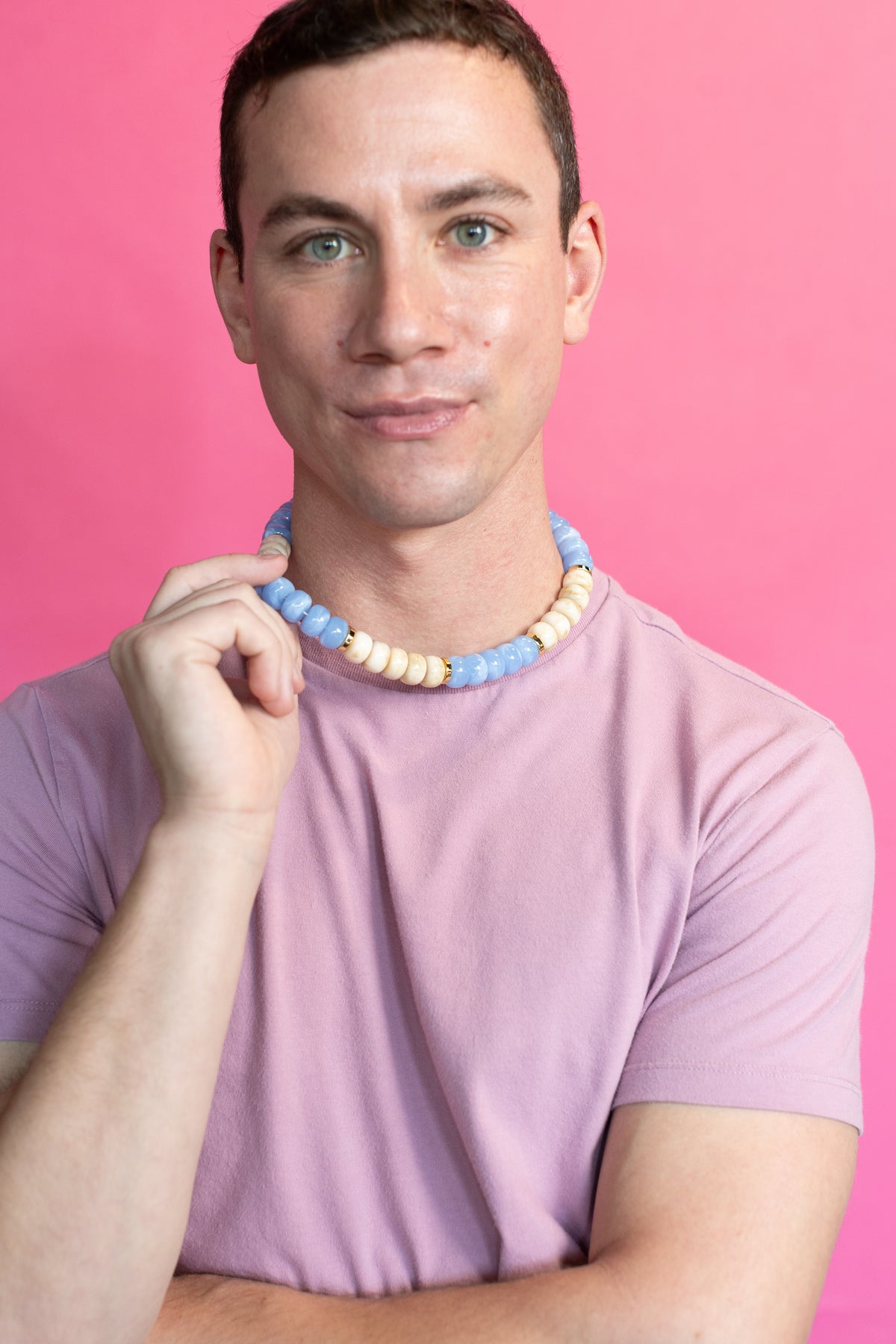 Blue Skies and Buttercream Acrylic Beaded Necklace