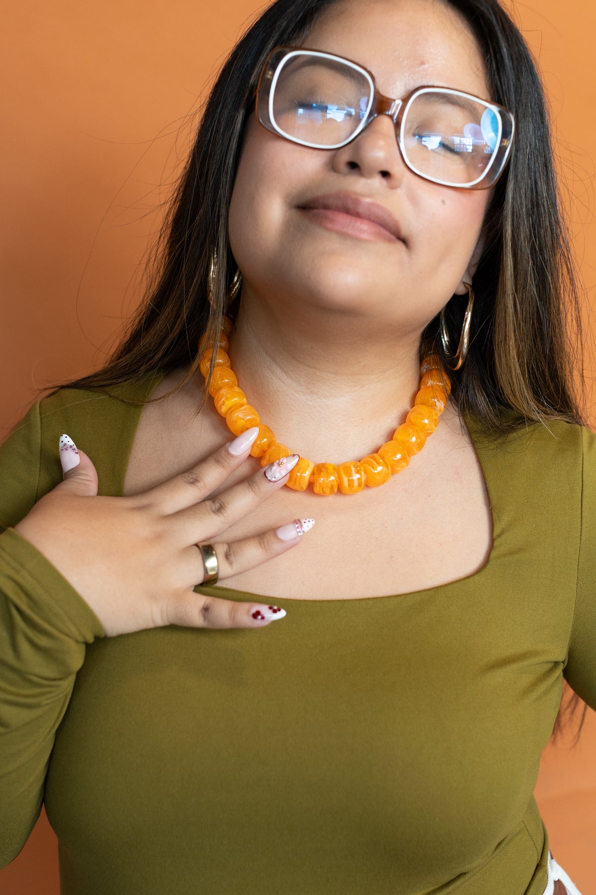 Orange You Glad Acrylic Beaded Necklace