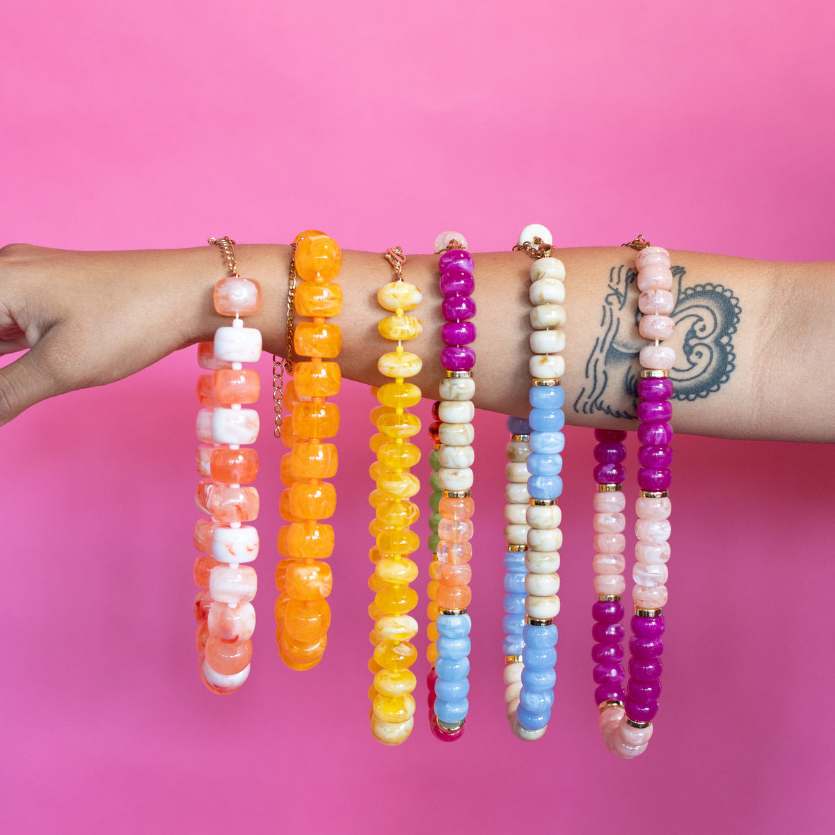 Peach, Please Acrylic Beaded Necklace