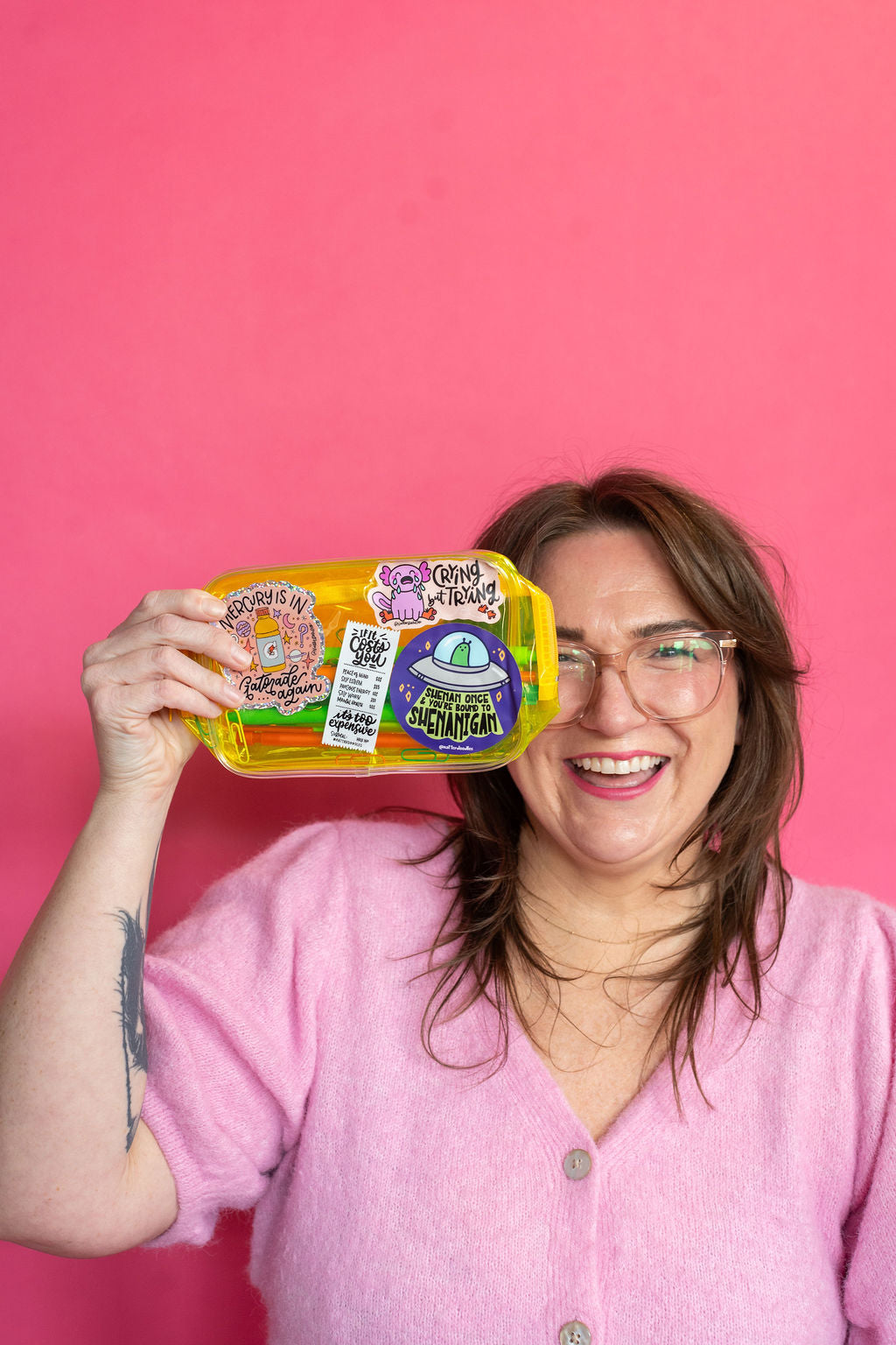 Crying but Trying Axolotl Sticker