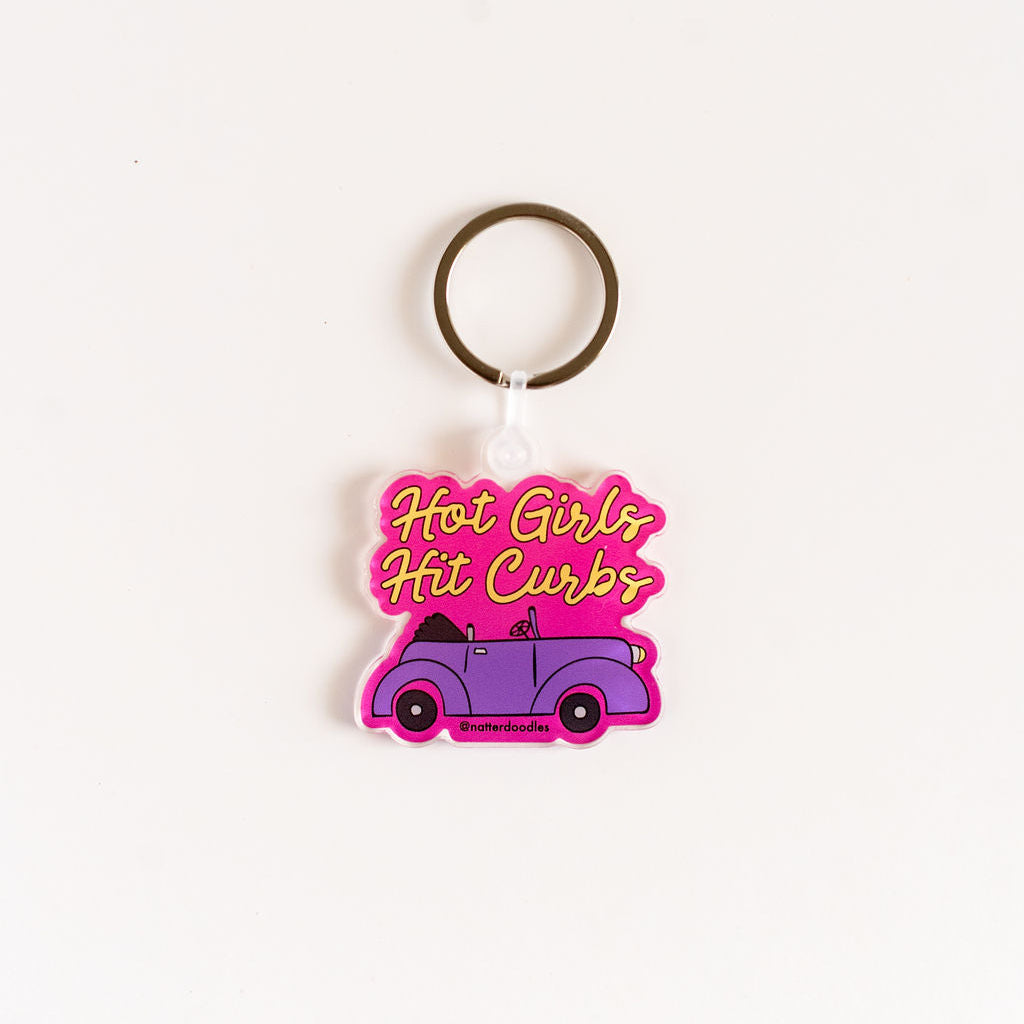 Hot Girls Hit Curbs Keychain