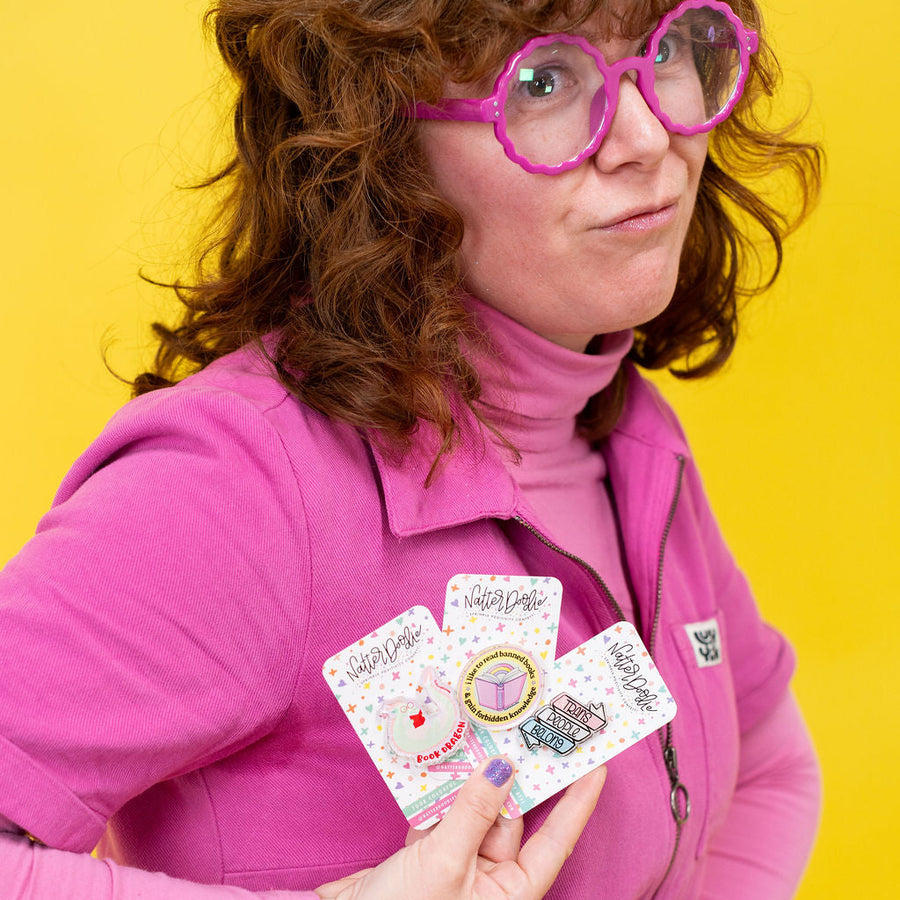 Book Dragon Acrylic Pin – Fantasy Reader & Book Lover Gift