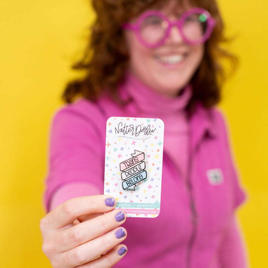 Pin with colorful design on a white background