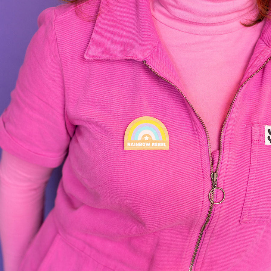 Rainbow Rebel Patch – Colorful Embroidered Iron-On