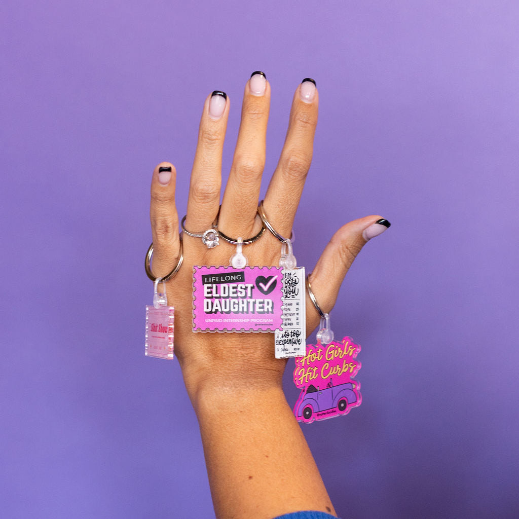 Hot Girls Hit Curbs Keychain