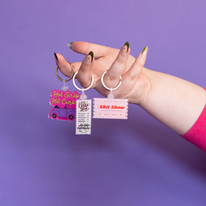 Hot Girls Hit Curbs Keychain