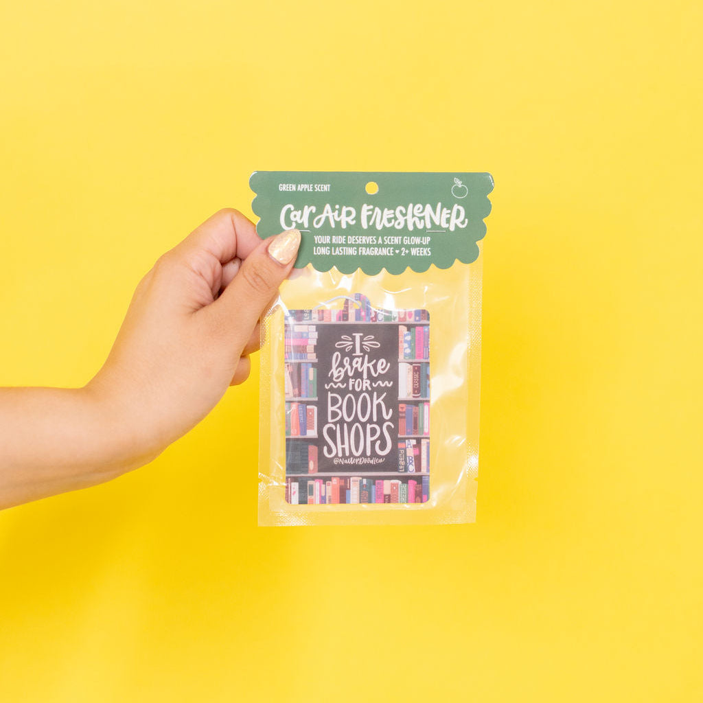 I Brake for Book Shops Car Air Freshener - Green Apple