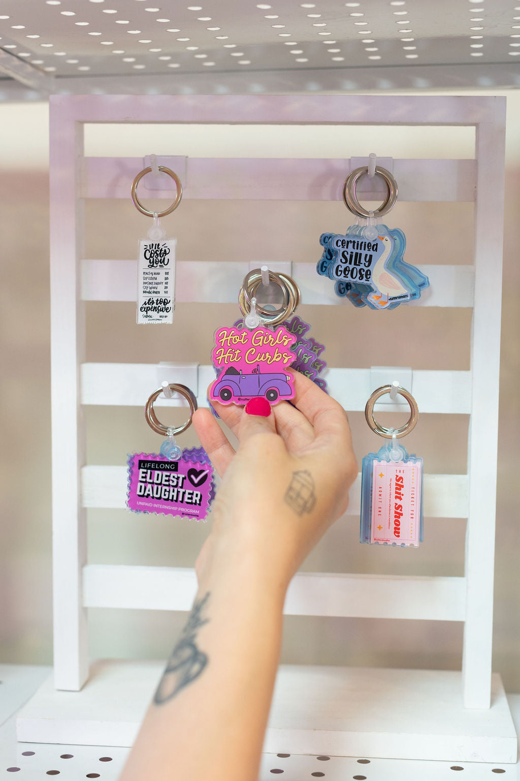 Hot Girls Hit Curbs Keychain