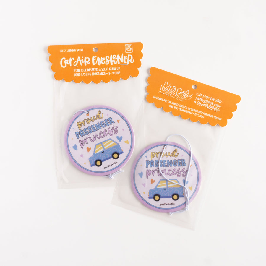 Car air freshener with a car design on a white background