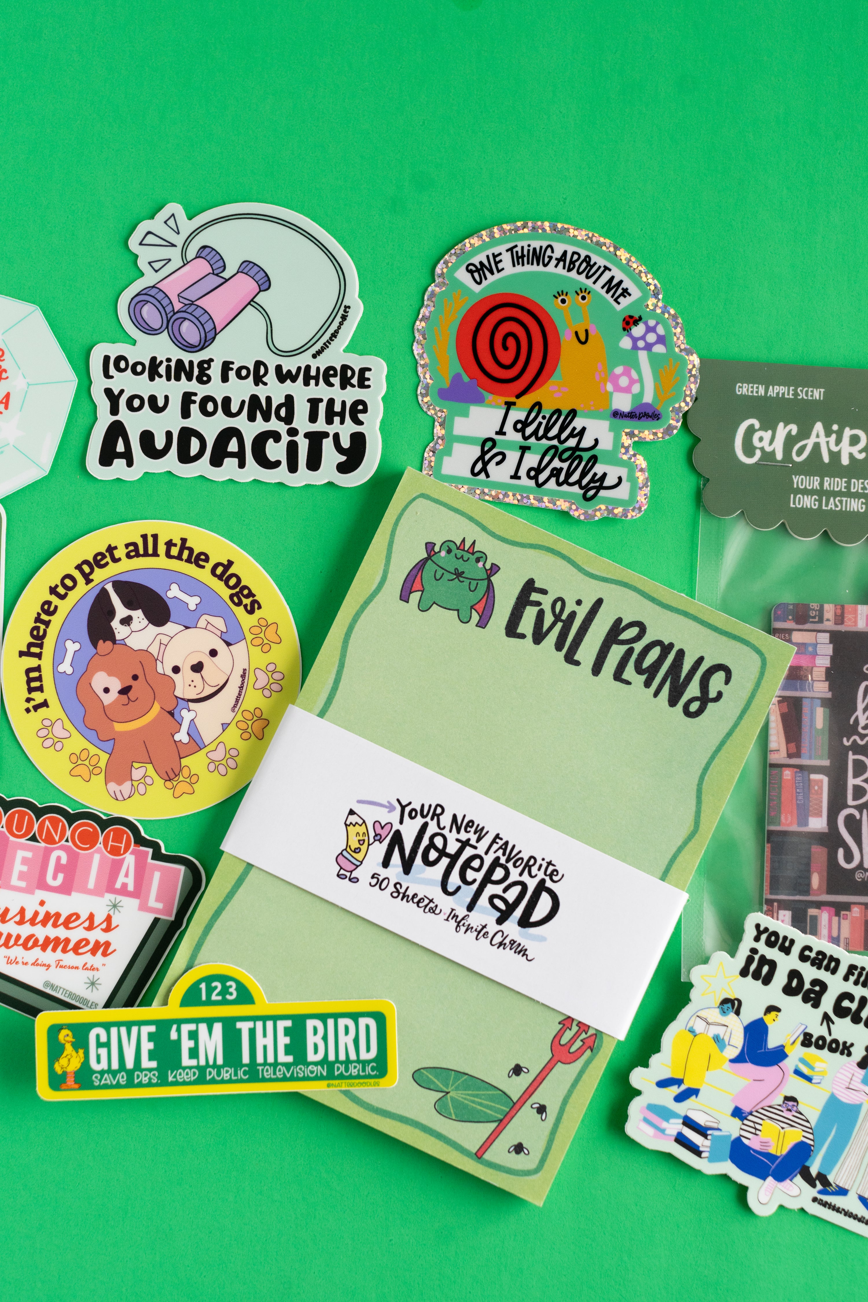 I Brake for Book Shops Car Air Freshener - Green Apple