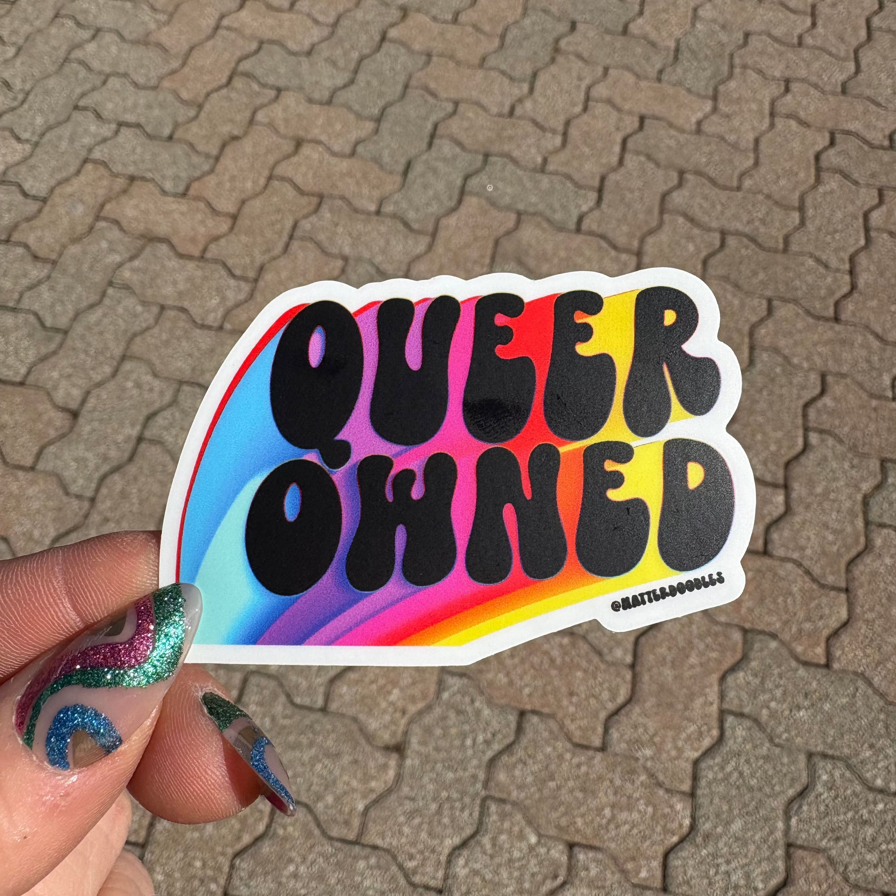 Queer Owned Rainbow Sticker – NatterDoodle