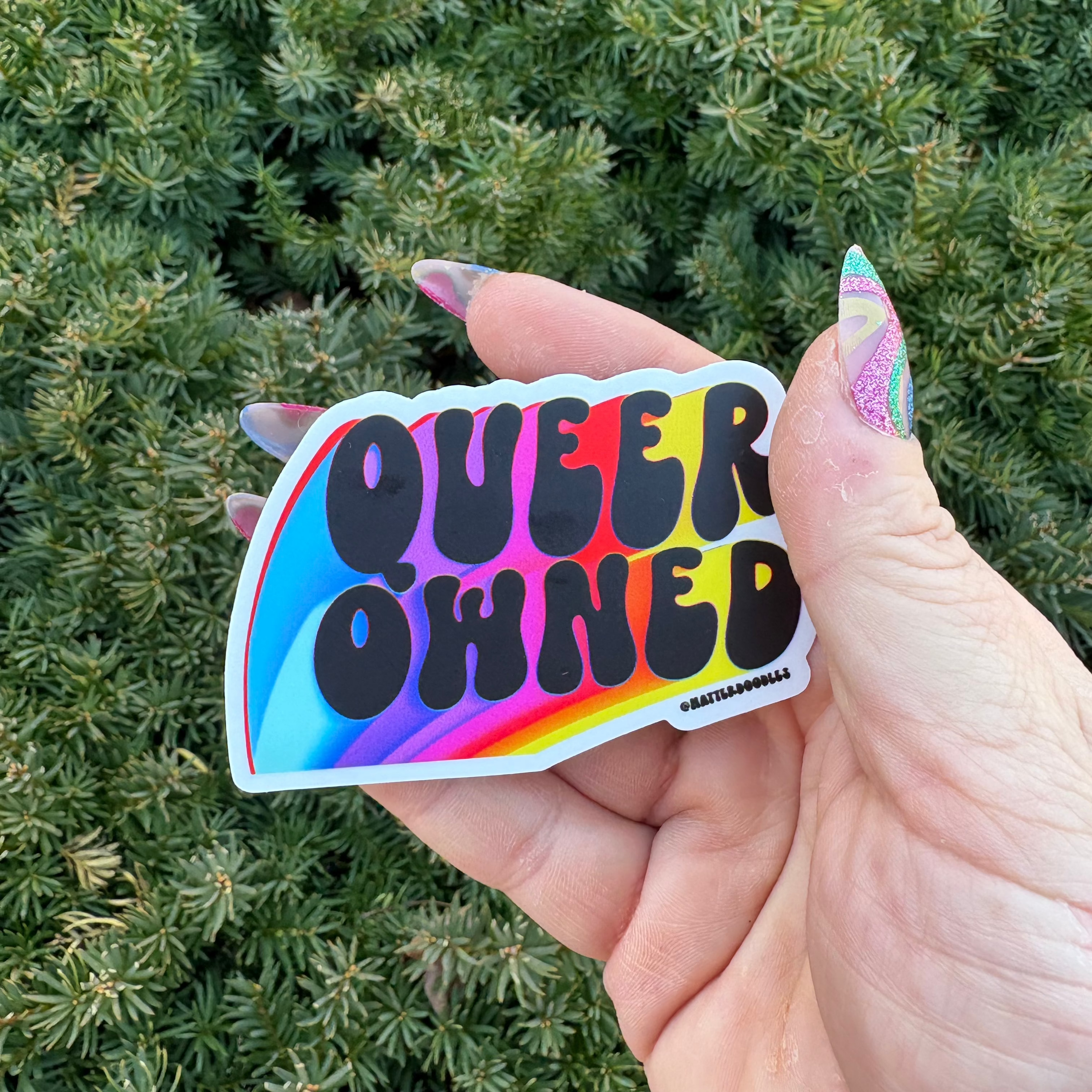 Queer Owned Rainbow Sticker – NatterDoodle