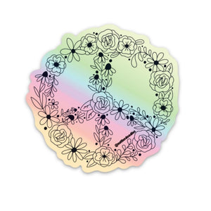 Peace Flowers Holographic Sticker