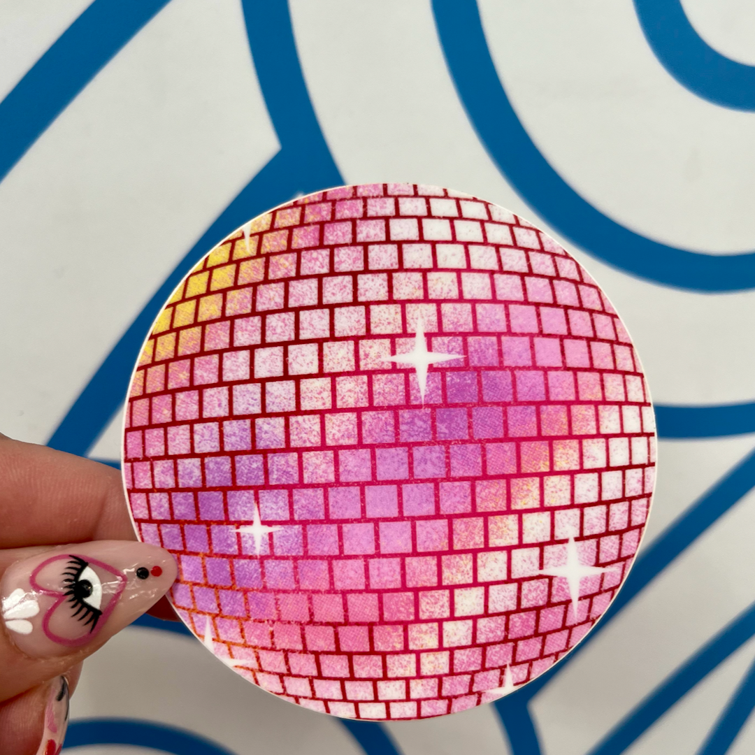 Pink Disco Ball Sticker