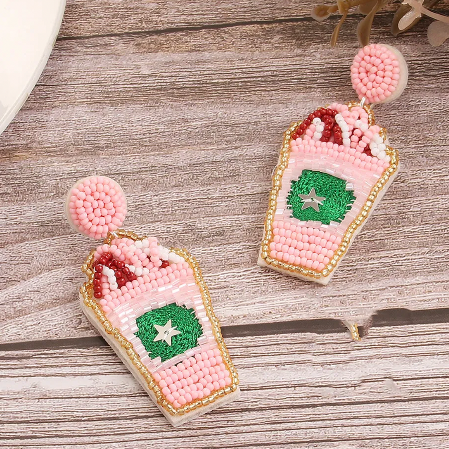 Carnation Colored Coffee Earrings