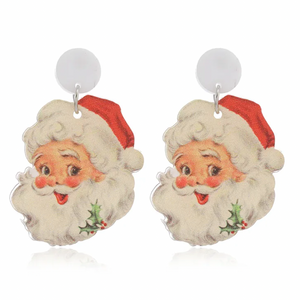 Vintage Santa Claus Christmas Holiday Earrings