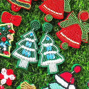 All Sappy Christmas Tree Beaded Earrings