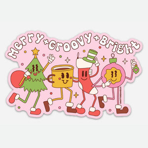 Merry & Groovy & Bright Holiday Sticker