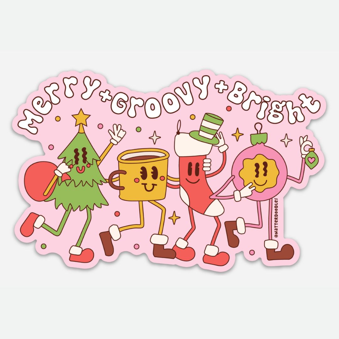 Merry & Groovy & Bright Holiday Sticker