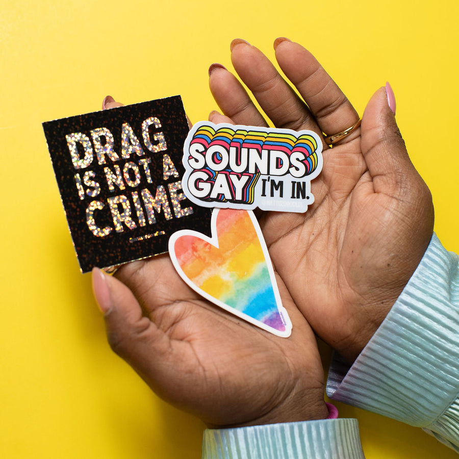 Drag Is Not a Crime Sticker – LGBTQ+ Pride Vinyl Decal Art Expression Equality Gift
