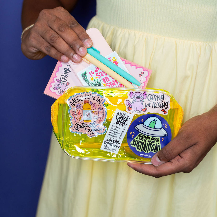 Shenan Once & You’re Bound to Shenan Again Sticker | Funny Alien UFO Matte Waterproof Decal