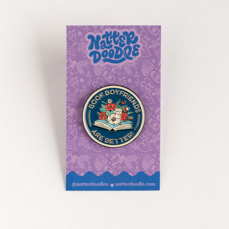 book boyfriend pin, romance reader gift, booktok pin, reading accessory, romance novel lover, enamel pin, book lover gift, reader pin
