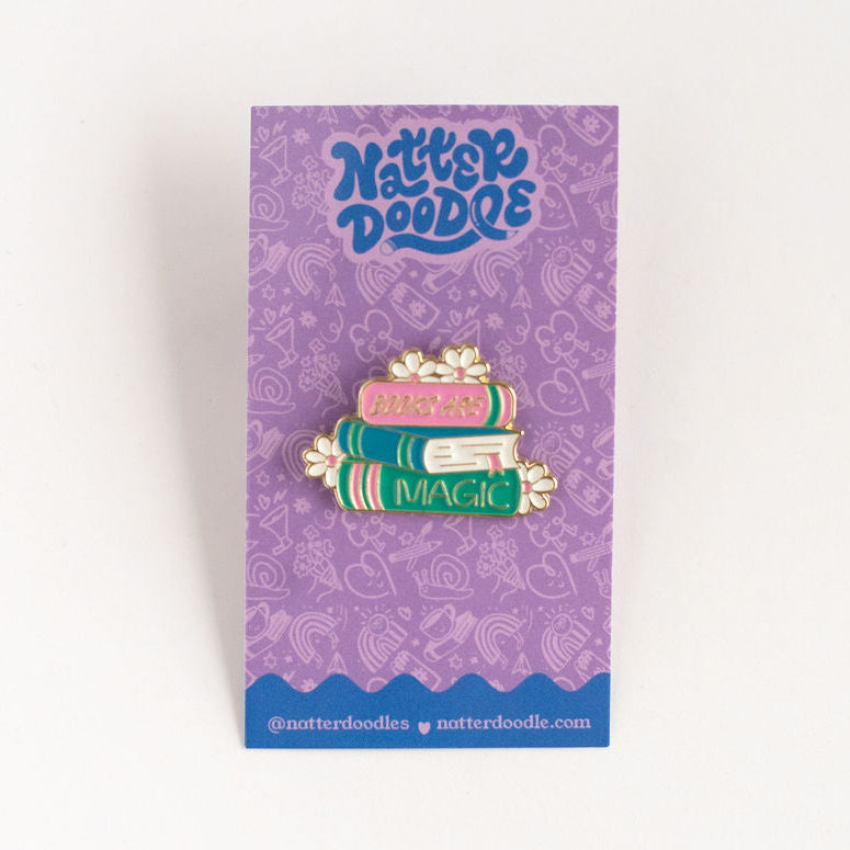 books are magic pin, reader gift, fantasy reader, booktok gift, reading accessory, enamel pin, literary gift