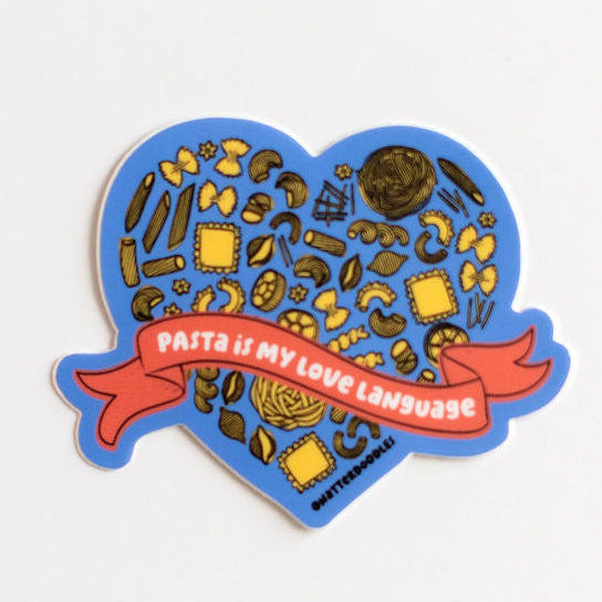 Pasta Is My Love Language Sticker – Heart Noodle Food Lover Vinyl Waterproof Decal