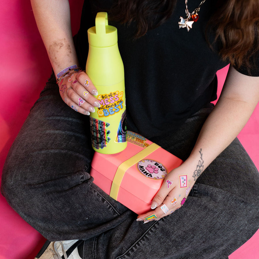 Dog Mama Sticker – Pink & Orange Pawprint Vinyl Decal for Pet Lovers, Laptops & Bottles