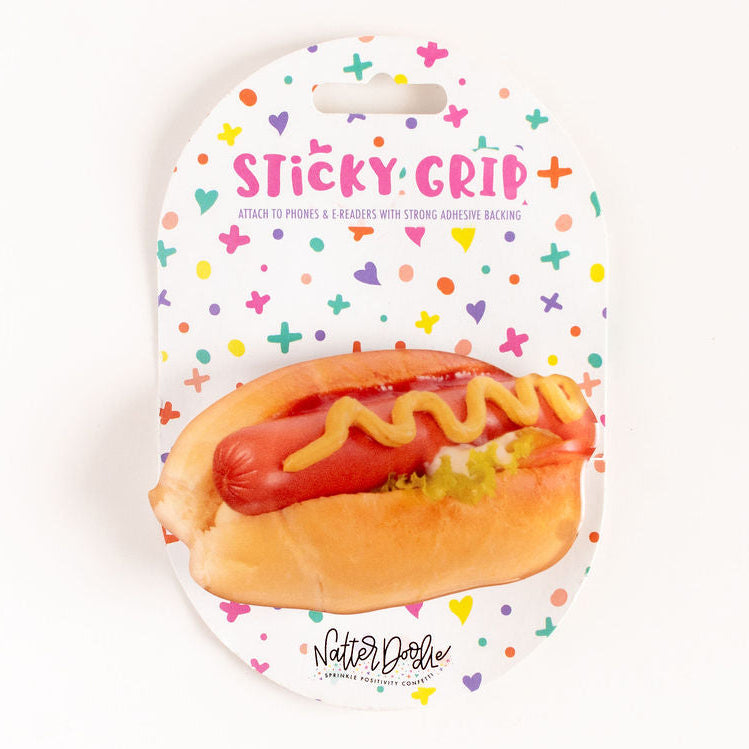 Dog Gone Sticky Grip – Hot Dog Phone Holder, Pop-Out Grip, Funny Food Aesthetic Accessory