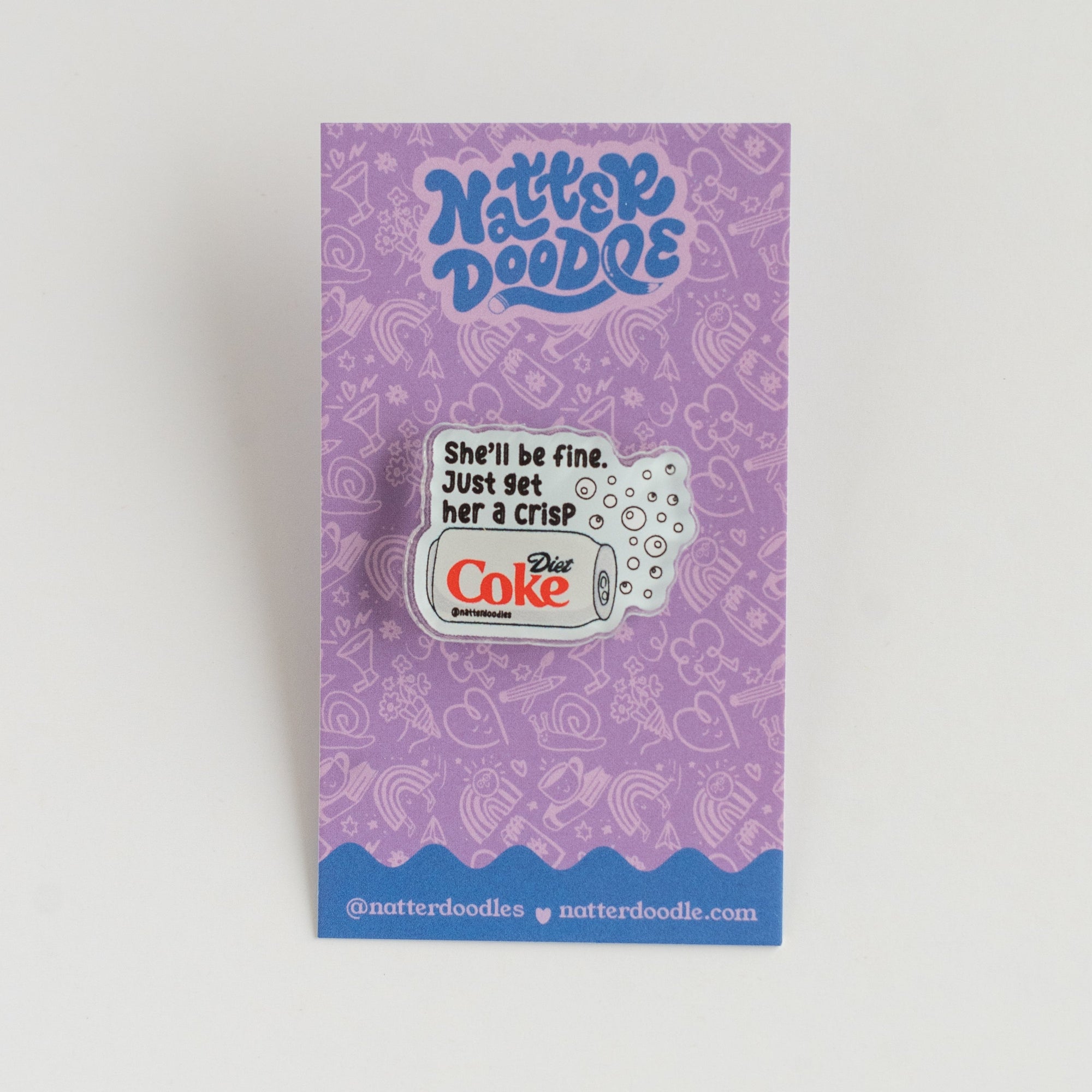 Purple backer with 'NatterDoodle' branding on a white background