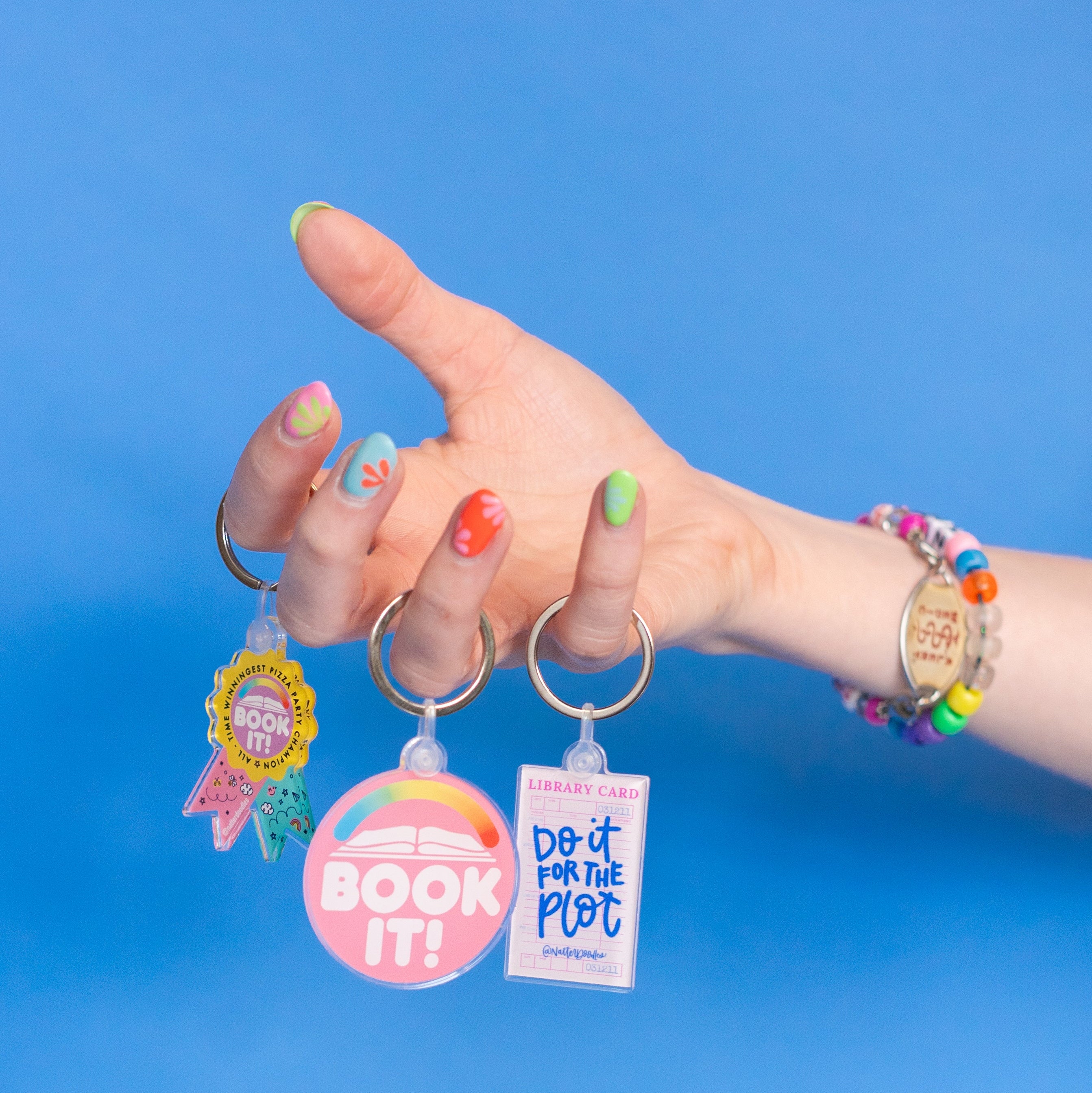 do it for the plot, book lover keychain, reading humor, bookish accessory, reader gift, literary gift, romance reader, fantasy reader, library card keychain, NatterDoodle